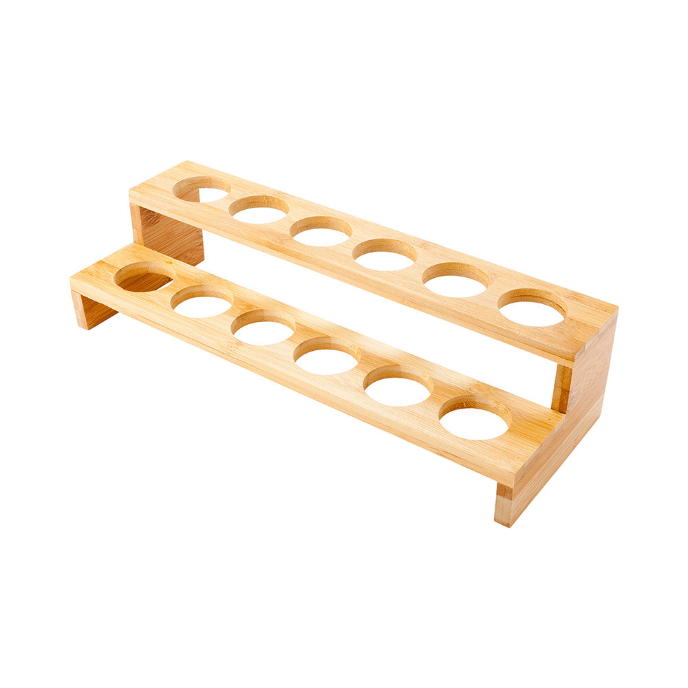 Rectangle Natural Bamboo Cone Stand - 12 slots, Multi-Level - 13 1/2" x 5" x 3 1/2" - 1 count box