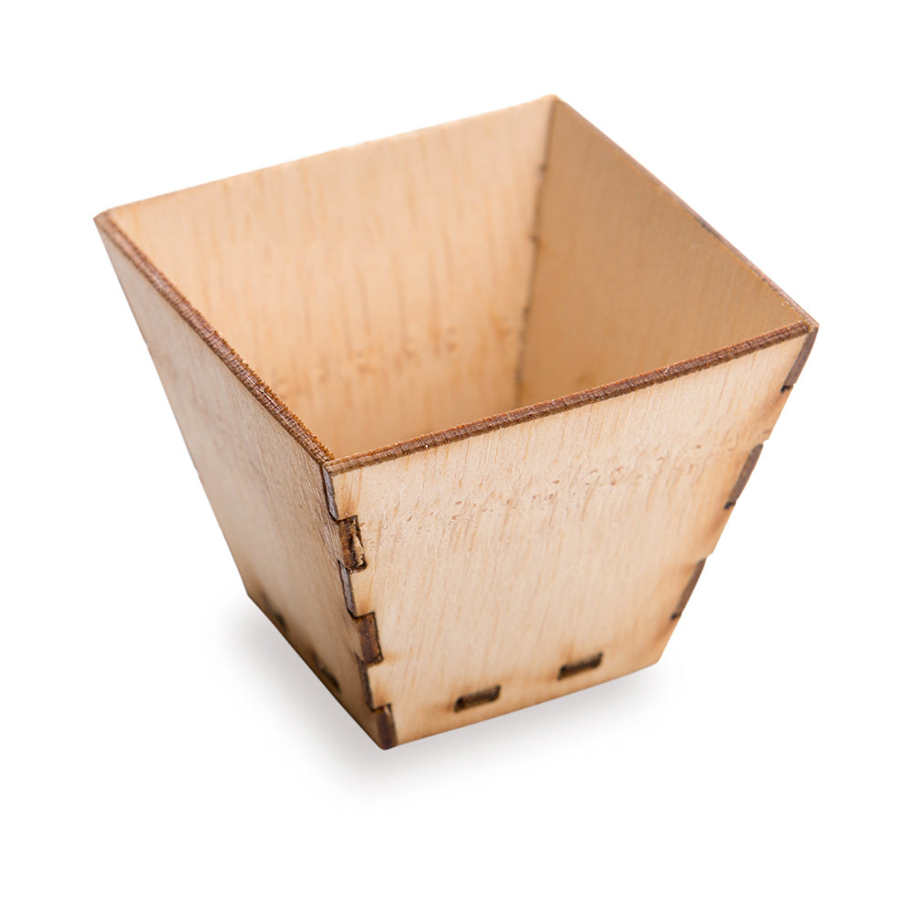 2 oz Square Natural Bamboo Mini Kova Cup - 2" x 2" x 1 1/2" - 100 count box