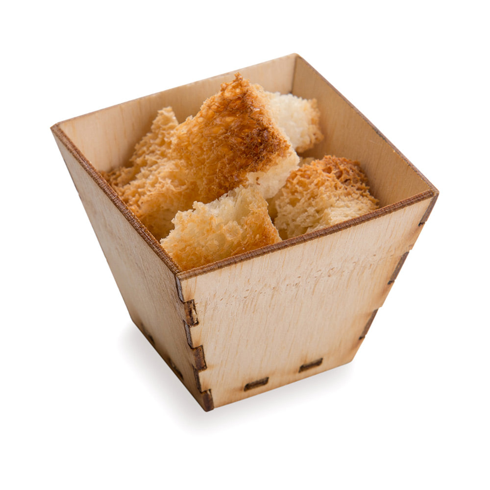 2 oz Square Natural Bamboo Mini Kova Cup - 2" x 2" x 1 1/2" - 100 count box