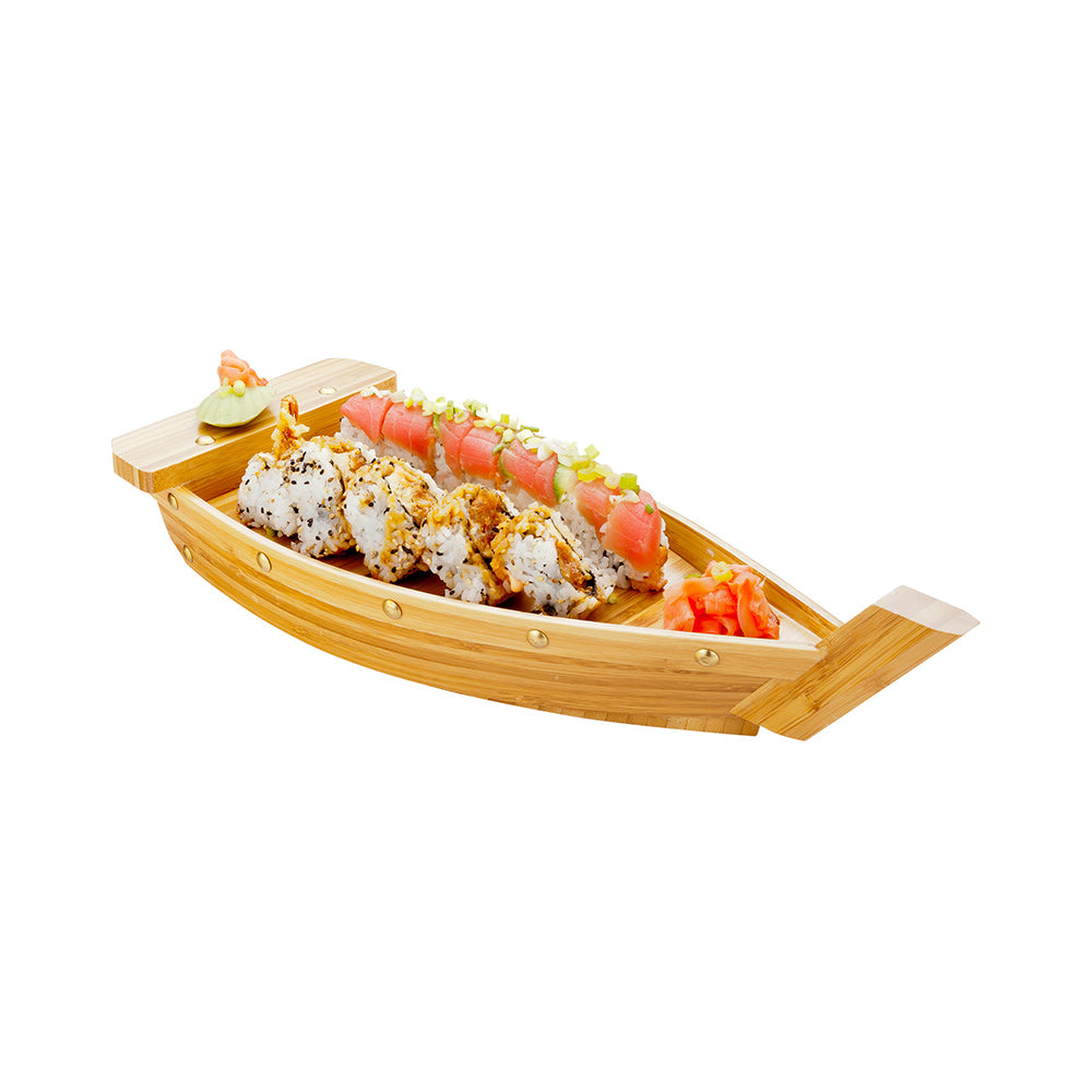 Natural Bamboo Large Sushi Boat - 17 1/4" x 5" x 3 1/2" - 1 count box