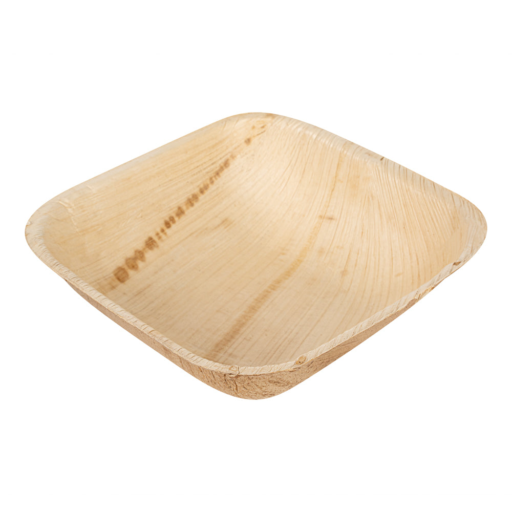 Indo 18 oz Square Natural Palm Leaf Bowl - 5 3/4" x 5 1/2" x 1 1/2" - 100 count box