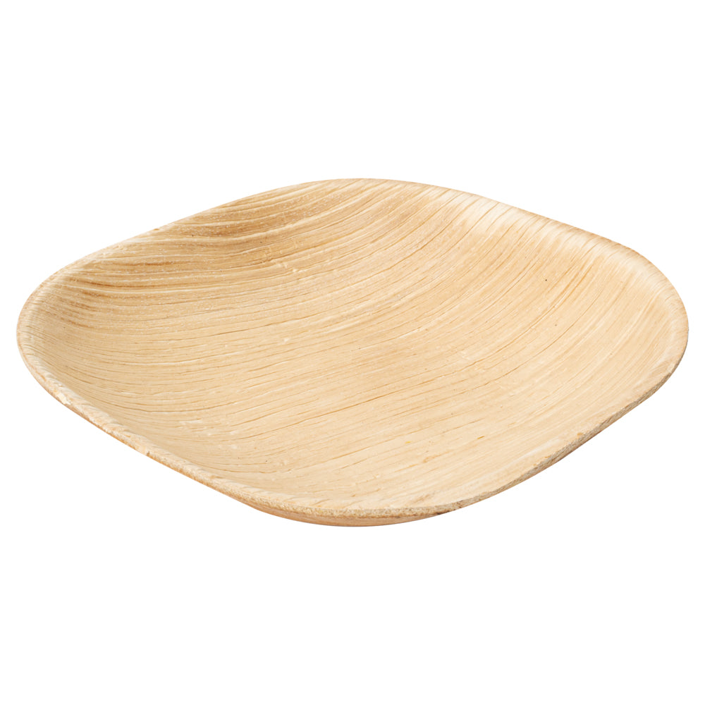 Indo 4 oz Square Natural Palm Leaf Bowl - 3 1/2" x 3 1/2" x 3/4" - 100 count box