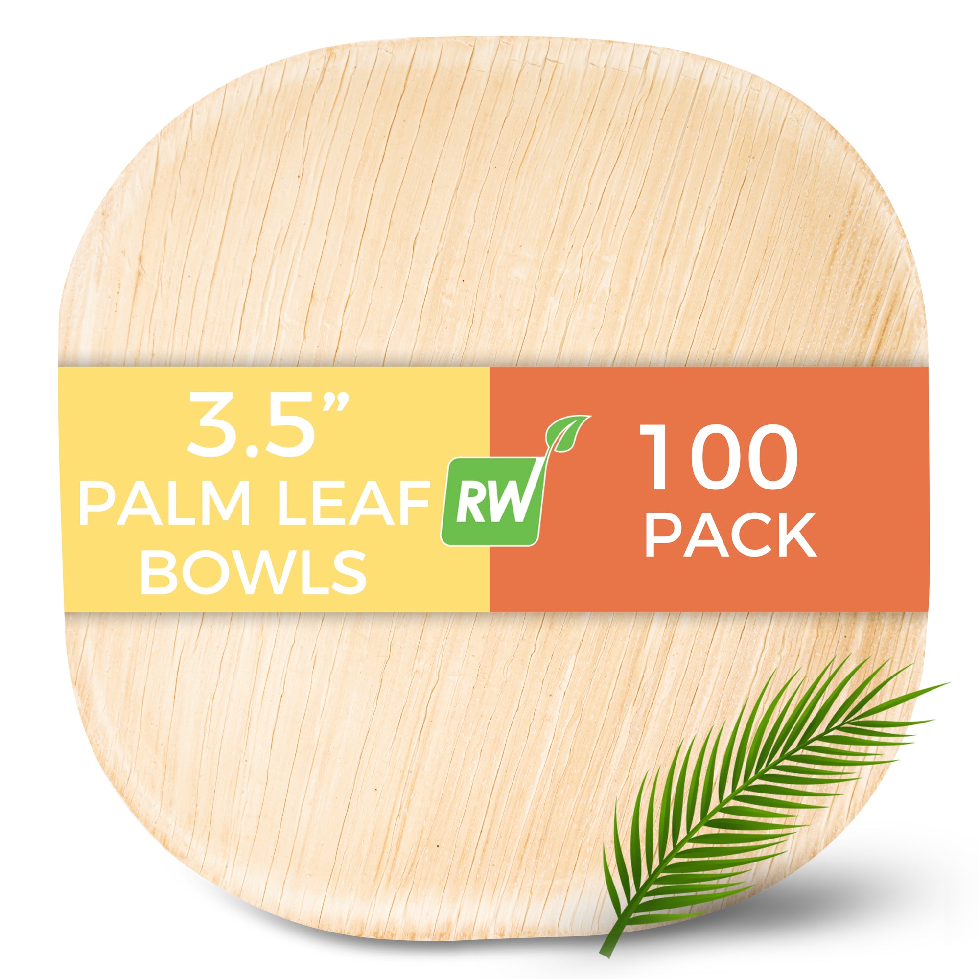 Indo 4 oz Square Natural Palm Leaf Bowl - 3 1/2" x 3 1/2" x 3/4" - 100 count box