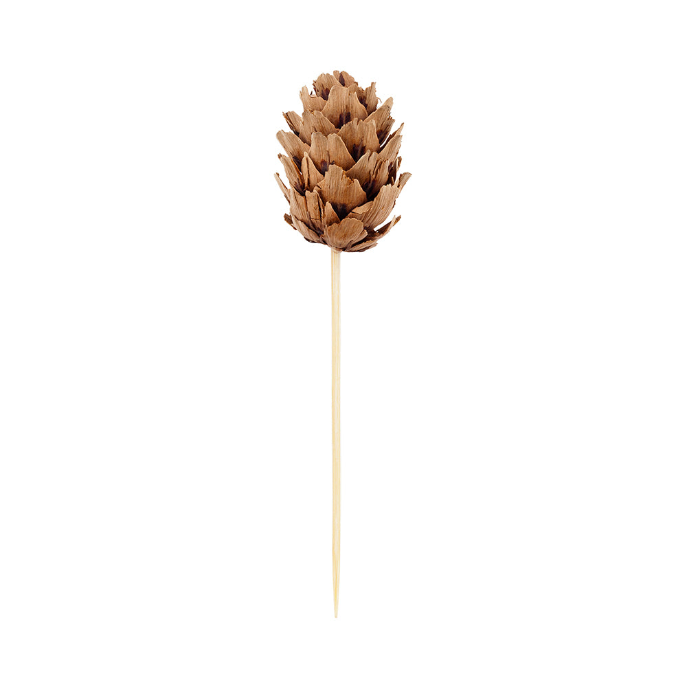 Natural Bamboo Mini Pine Cone Skewer - 4" x 3/4" x 3/4" - 500 count box