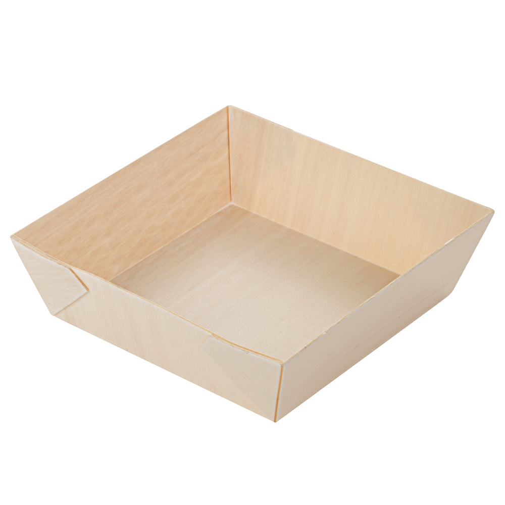 Taipei 14 oz Square Poplar Flare Container - 4 3/4" x 4 3/4" x 1 1/2" - 100 count box