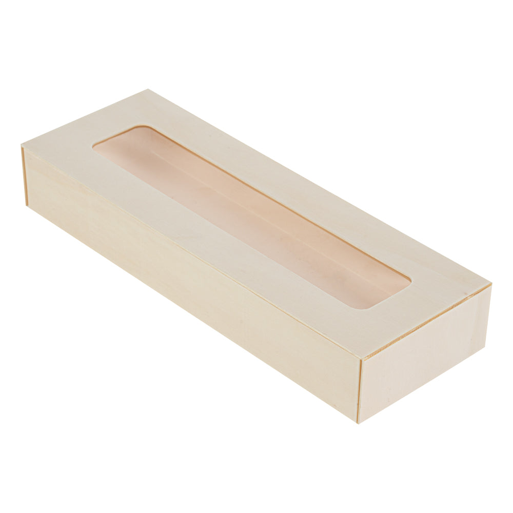 Taipei 9 oz Rectangle Poplar Container - with Window Flap Lid - 100 count box