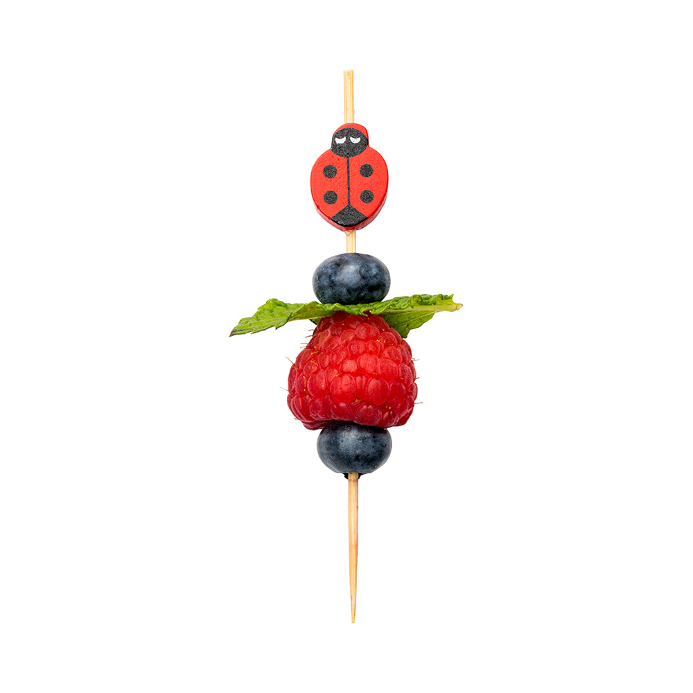 Red Bamboo Ladybug Skewer - 4" x 3/4" - 1000 count box