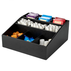 Square Black Bamboo Condiment Organizer - 9 Compartments - 11 3/4