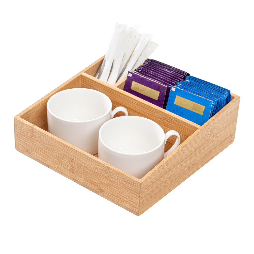 Square Natural Bamboo Packet Organizer - 8 1/4" x 8 1/4" x 2" - 1 count box