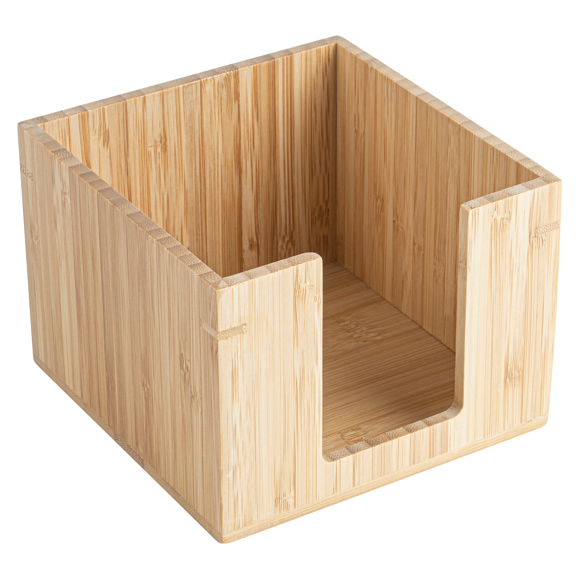 Square Natural Bamboo Cocktail Napkin Holder - 5 1/2" x 5 1/2" x 4" - 1 count box