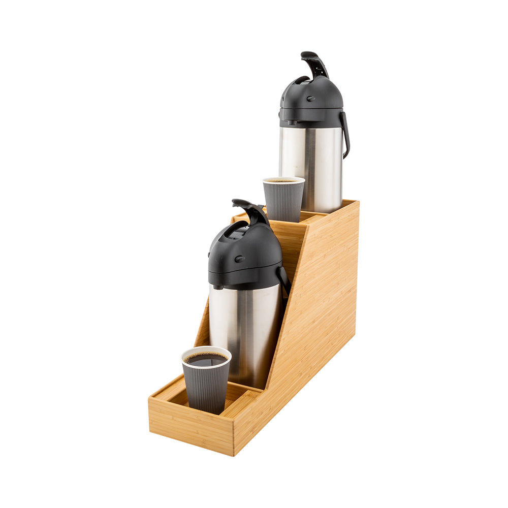 Restpresso Natural Bamboo Dual Airpot Coffee Dispenser Display - 23 1/2" x 7" x 13 1/2" - 1 count box