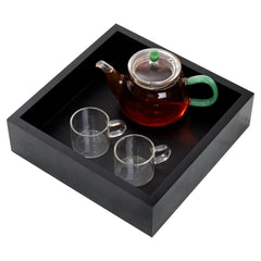 Square Black Bamboo Small Tray - 10