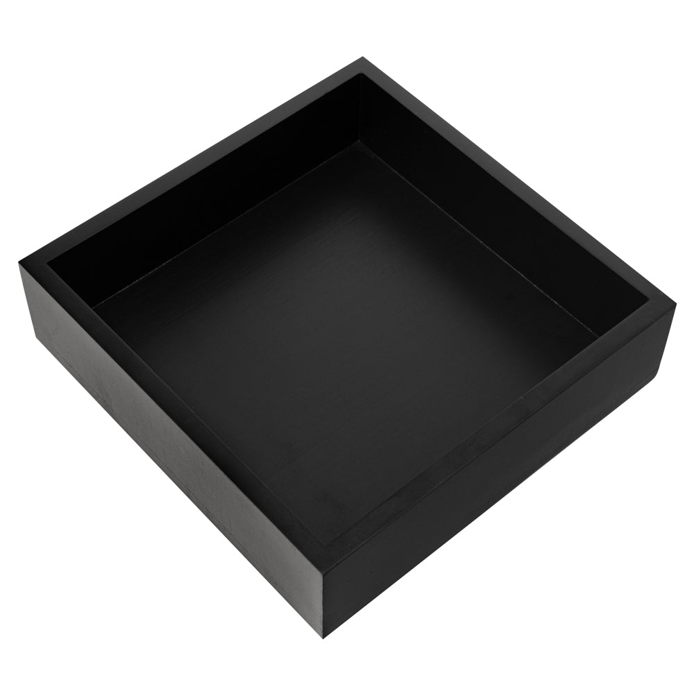 Square Black Bamboo Large Tray - 11 3/4" x 11 3/4" x 3 1/4" - 1 count box