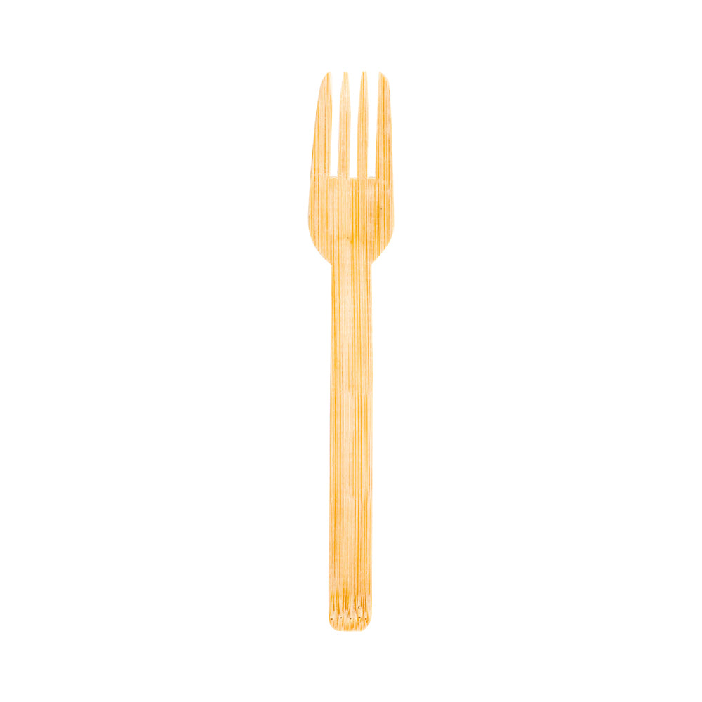 Natural Bamboo Disposable Fork - 6 3/4" x 1 1/4" x 3/4" - 500 count box