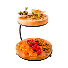 Nature Tek Natural Wood Display Stand - 2-Tier, with Metal Frame - 10 3/4