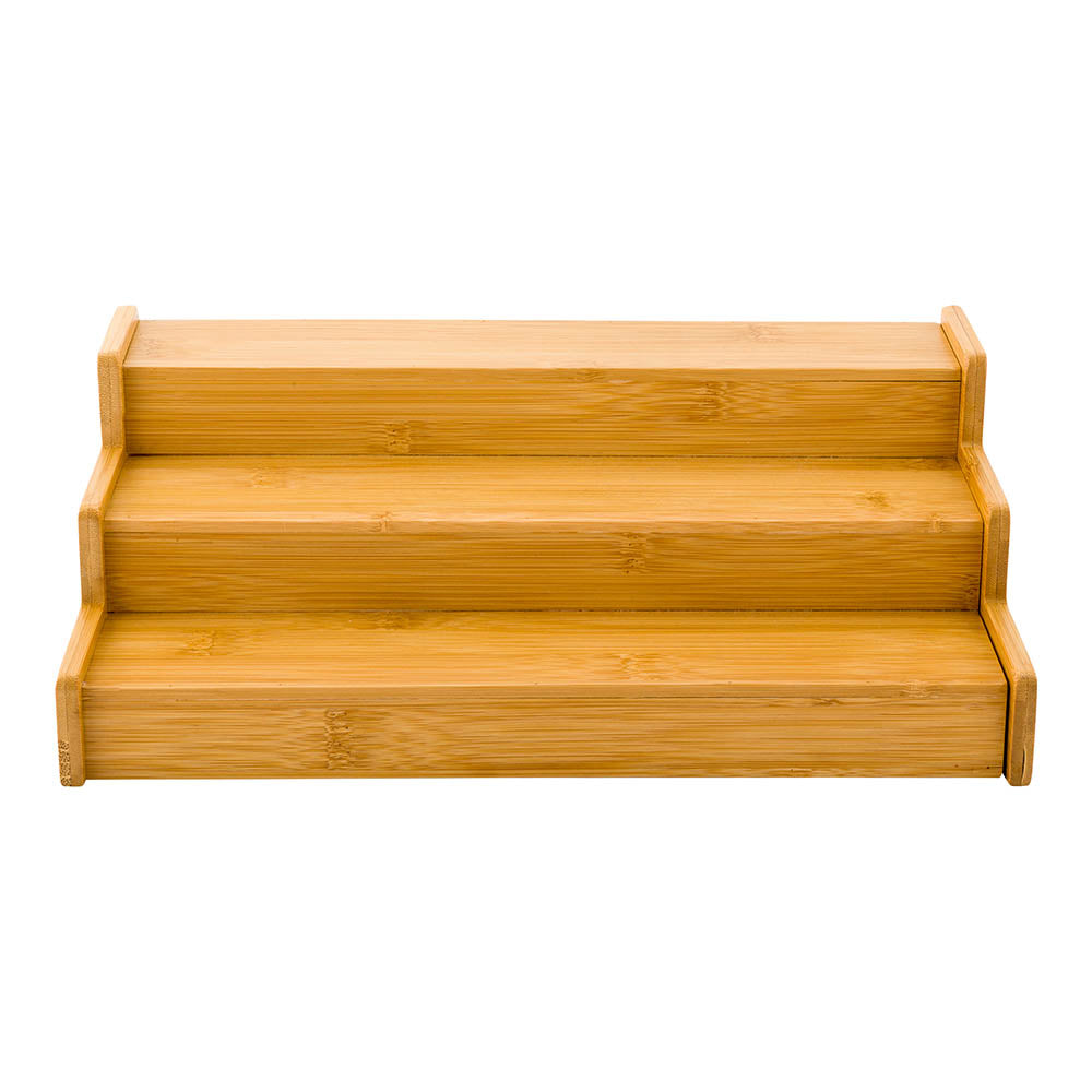 Natural Bamboo Spice Shelf - 3-Tier, Expandable - 12 1/2" x 9 3/4" x 4 1/4" - 1 count box