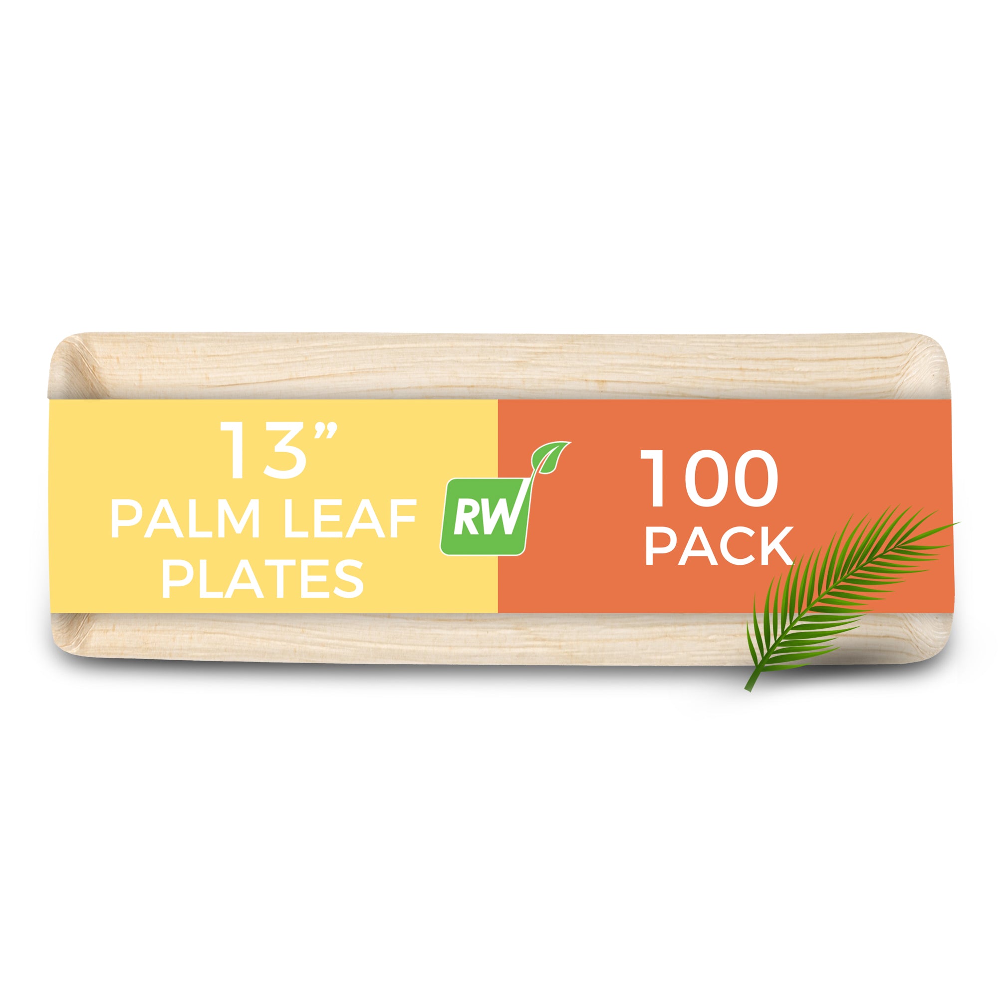 Indo Rectangle Natural Palm Leaf Deep Plate - 13" x 4" x 1" - 100 count box