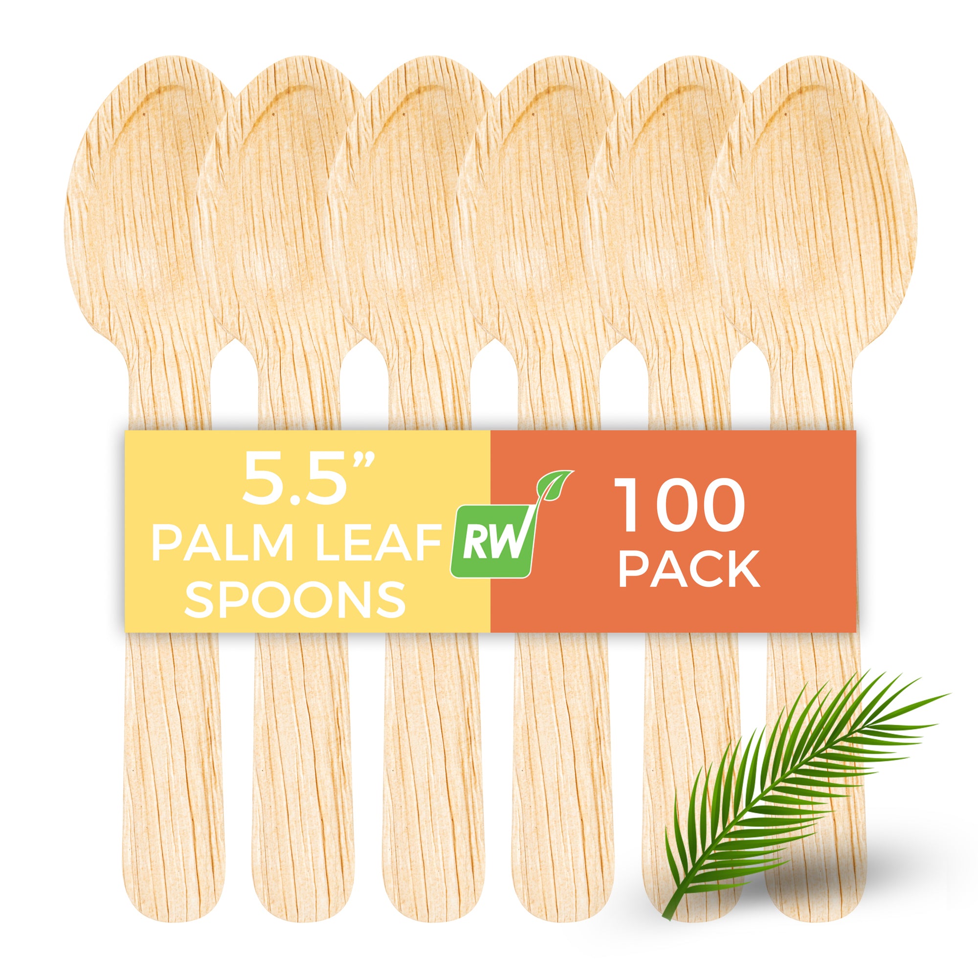 Indo Round Natural Palm Leaf Spoon - 5 1/2" - 100 count box