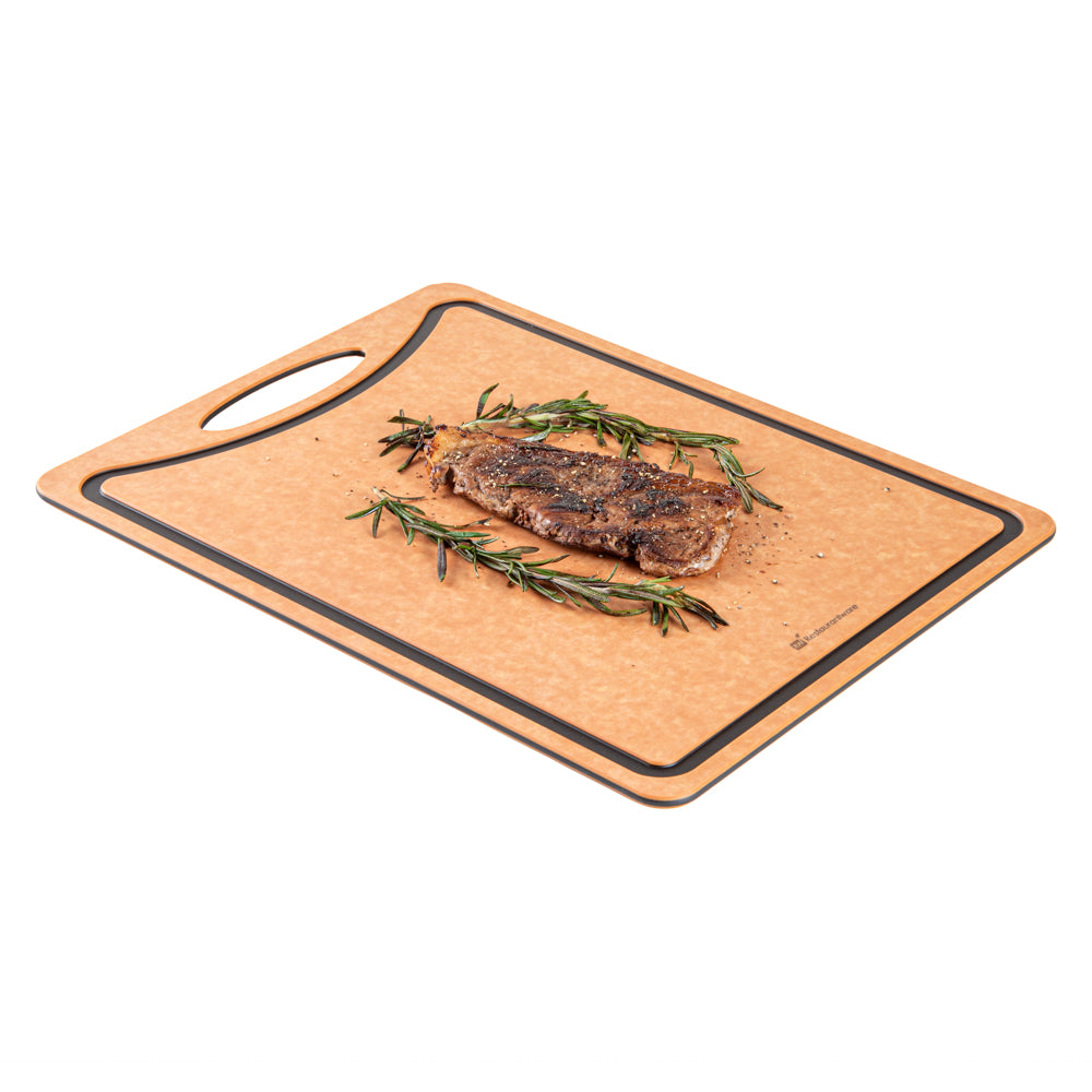 Nature Tek Wood Gourmet Cutting Board - with Juice Groove, Handle - 17 1/4" x 12 3/4" - 1 count box