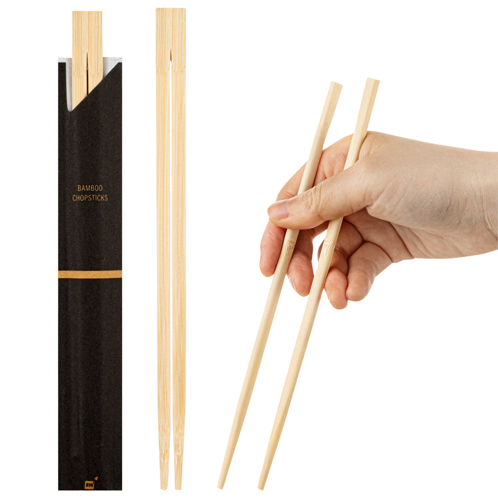 Bambuddha Natural Bamboo Twin Chopsticks - with Paper Sleeve - 8 1/4" - 1000 count box