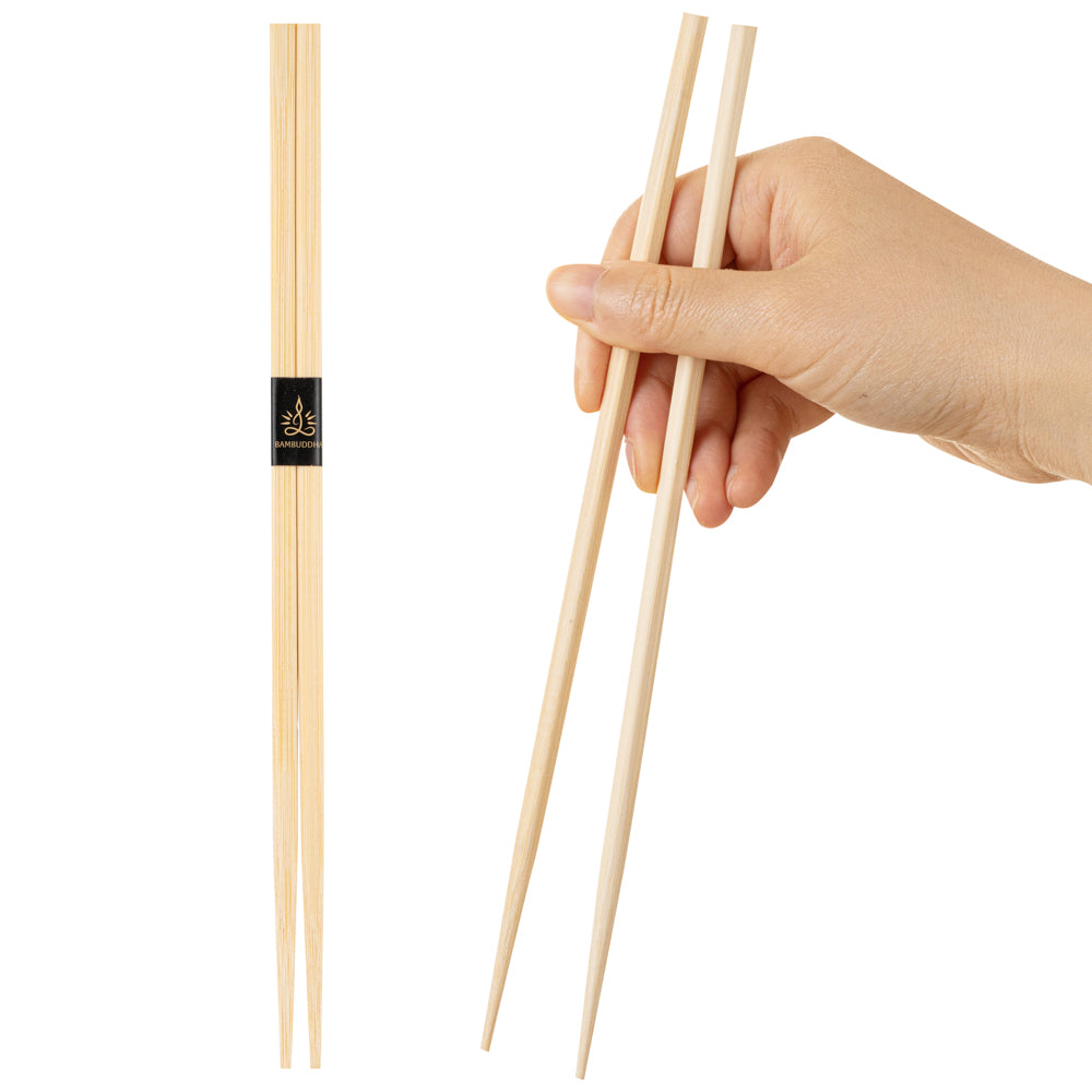 Bambuddha Square Natural Bamboo Modern Chopsticks - with Paper Band - 9 1/2" - 1000 count box