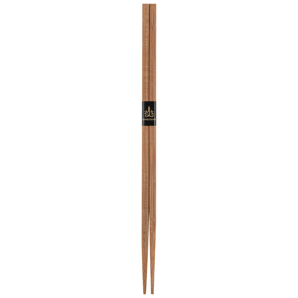 Bambuddha Square Brown Bamboo Modern Chopsticks - with Paper Band - 9 1/2" - 1000 count box