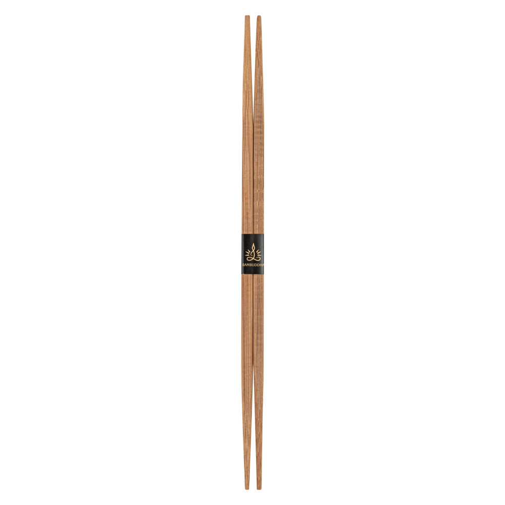 Bambuddha Brown Bamboo Contour Chopsticks - with Paper Band - 9 1/2" - 1000 count box