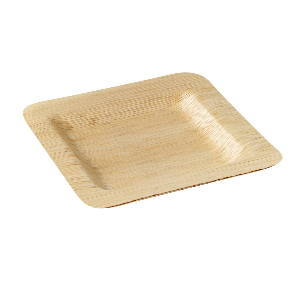 Bambuddha Square Natural Bamboo Plate - 4 3/4" x 4 3/4" x 1/2" - 100 count box