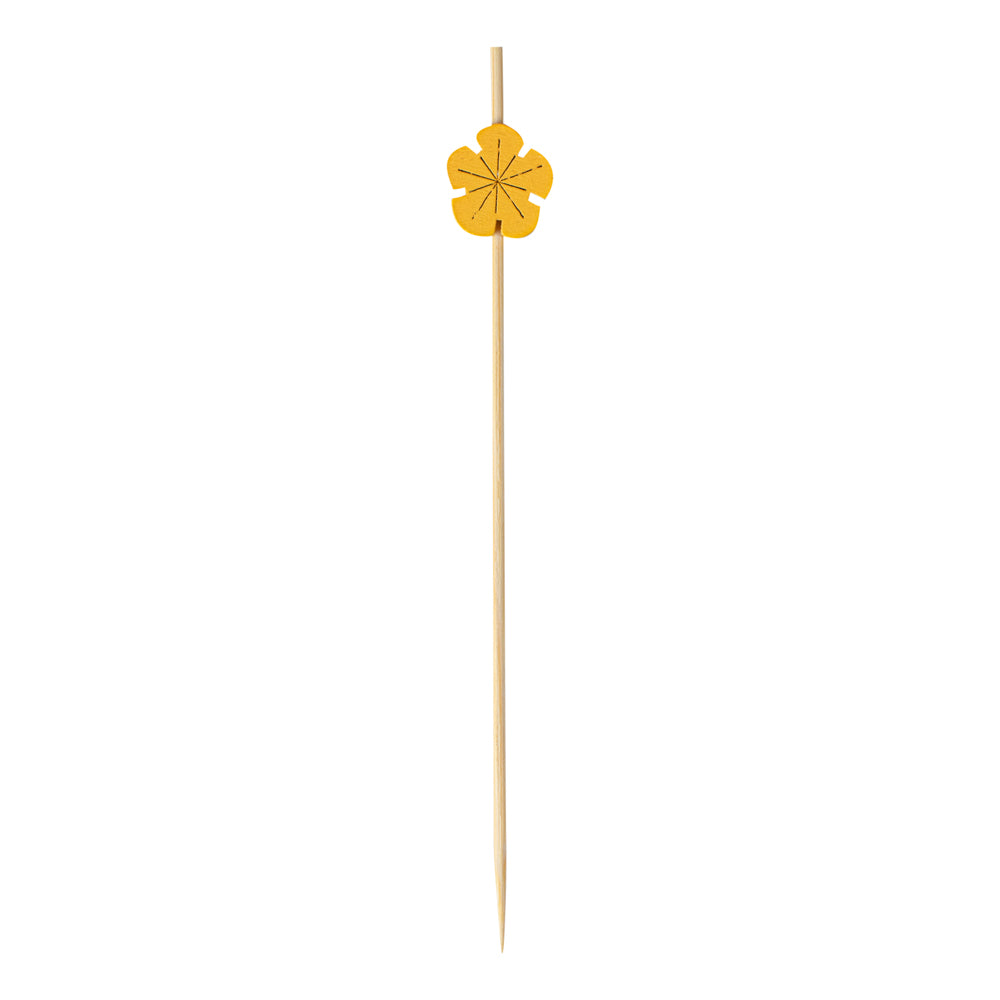 Yellow Bamboo Flower Skewer - 4 3/4" - 1000 count box