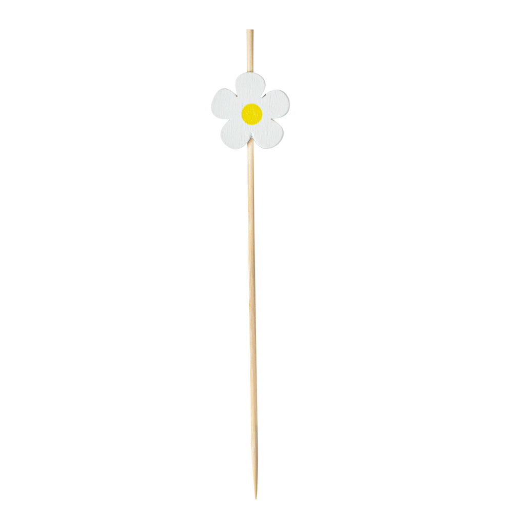 White Bamboo Daisy Skewer - 4 3/4" - 1000 count box