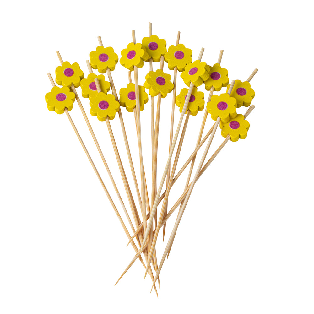 Yellow Bamboo Sunflower Skewer - 4 3/4" - 1000 count box