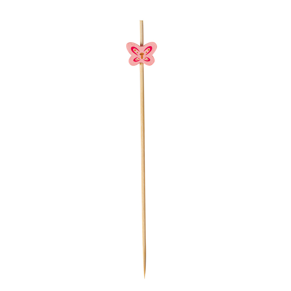 Pink Bamboo Butterfly Skewer - 4 3/4" - 1000 count box