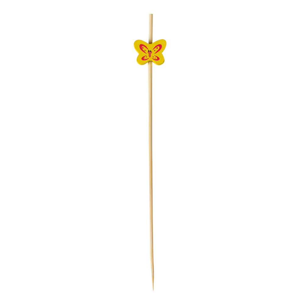 Yellow Bamboo Butterfly Skewer - 4 3/4" - 1000 count box