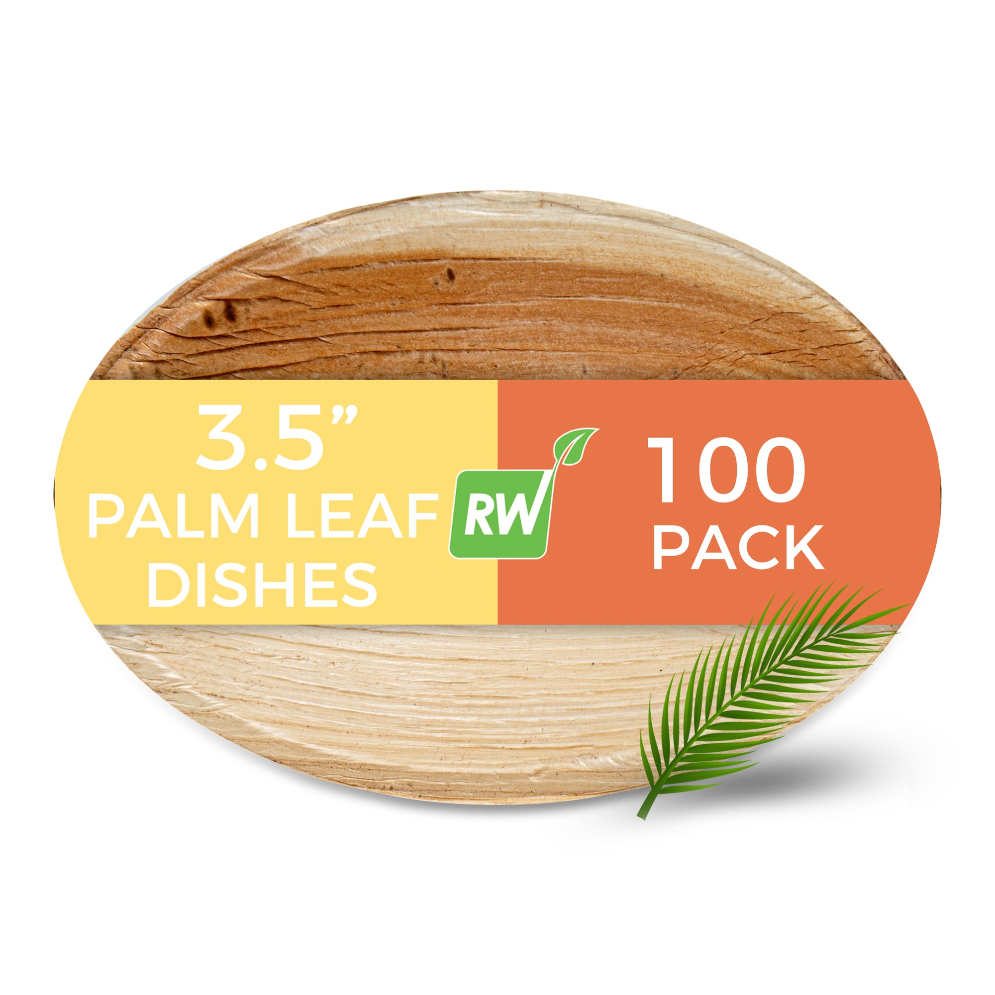 Indo Egg-Shaped Natural Palm Leaf Tasting Dish - 3 1/2" x 2" x 3/4" - 100 count box