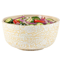 Bambuddha 15 oz Round Beige Spun Bamboo Small Eggshell Salad Bowl - 7 3/4