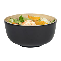 Bambuddha 25 oz Round Black Spun Bamboo Medium Salad Bowl - 9 1/2