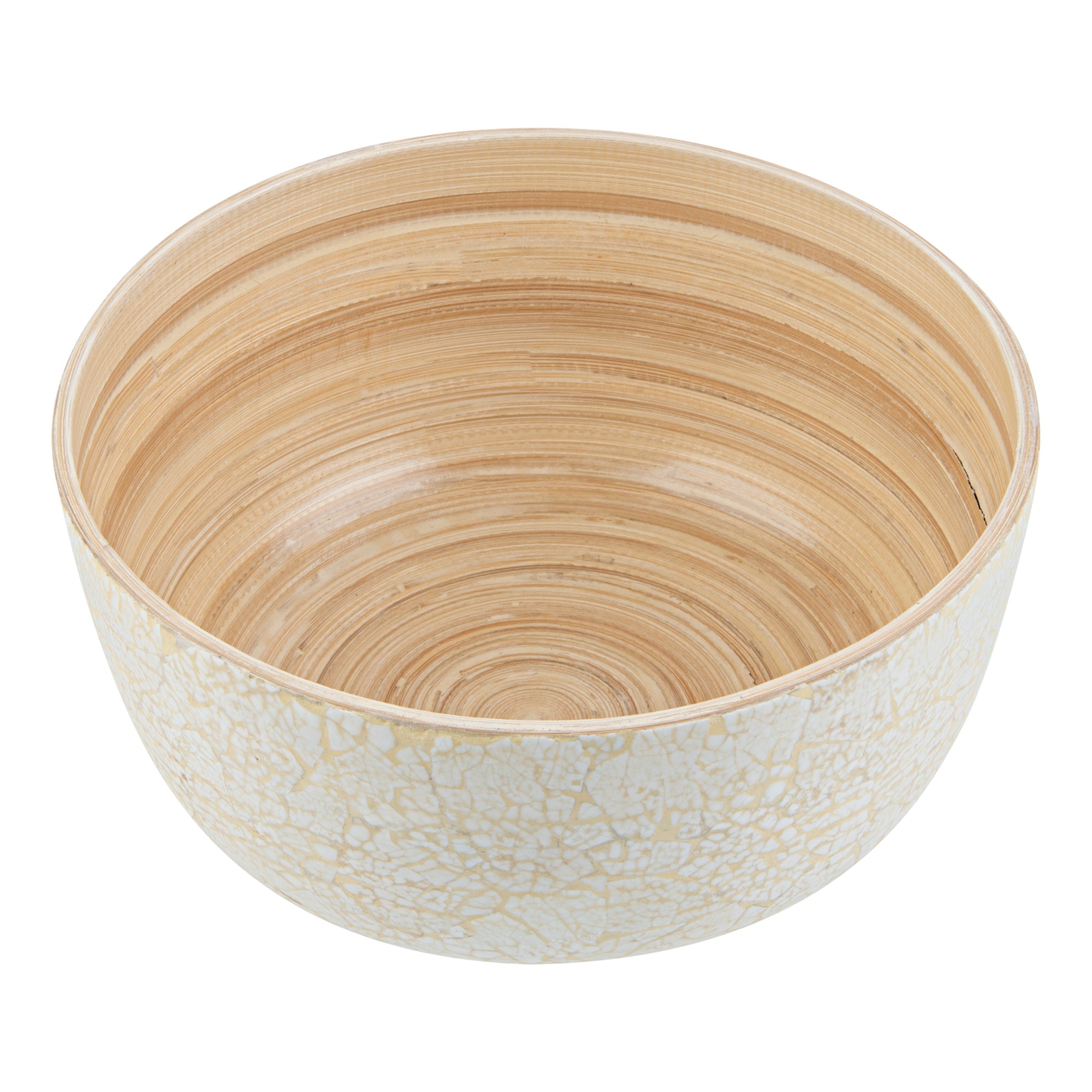 Bambuddha 25 oz Round Beige Spun Bamboo Medium Eggshell Salad Bowl - 9 1/2" x 9 1/2" x 4 3/4" - 1 count box