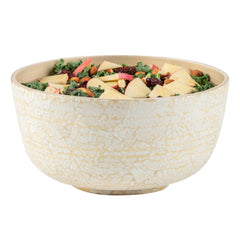 Bambuddha 25 oz Round Beige Spun Bamboo Medium Eggshell Salad Bowl - 9 1/2