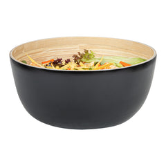 Bambuddha 30 oz Round Black Spun Bamboo Large Salad Bowl - 11