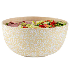 Bambuddha 30 oz Round Beige Spun Bamboo Large Eggshell Salad Bowl - 11