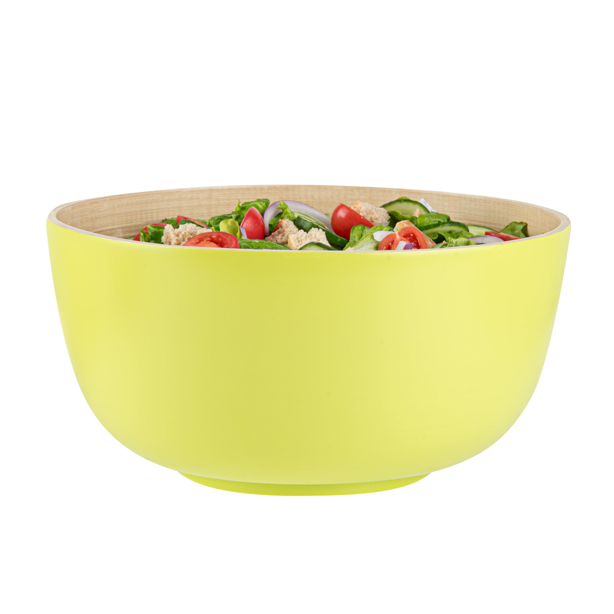 Bambuddha 30 oz Round Green Spun Bamboo Large Salad Bowl - 11" x 11" x 5 1/2" - 1 count box