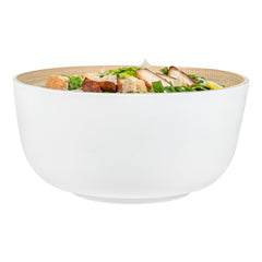 Bambuddha 30 oz Round White Spun Bamboo Large Salad Bowl - 11