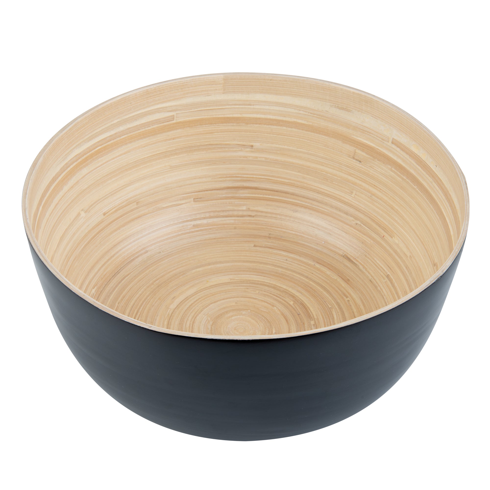 Bambuddha 51 oz Round Black Spun Bamboo Extra Large Salad Bowl - 13 1/2" x 13 1/2" x 6 1/4" - 1 count box