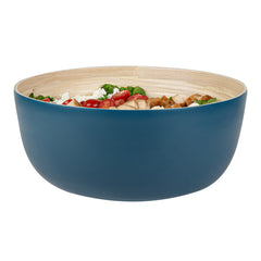 Bambuddha 51 oz Round Blue Spun Bamboo Extra Large Salad Bowl - 13 1/2