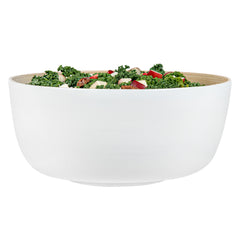 Bambuddha 51 oz Round White Spun Bamboo Extra Large Salad Bowl - 13 1/2