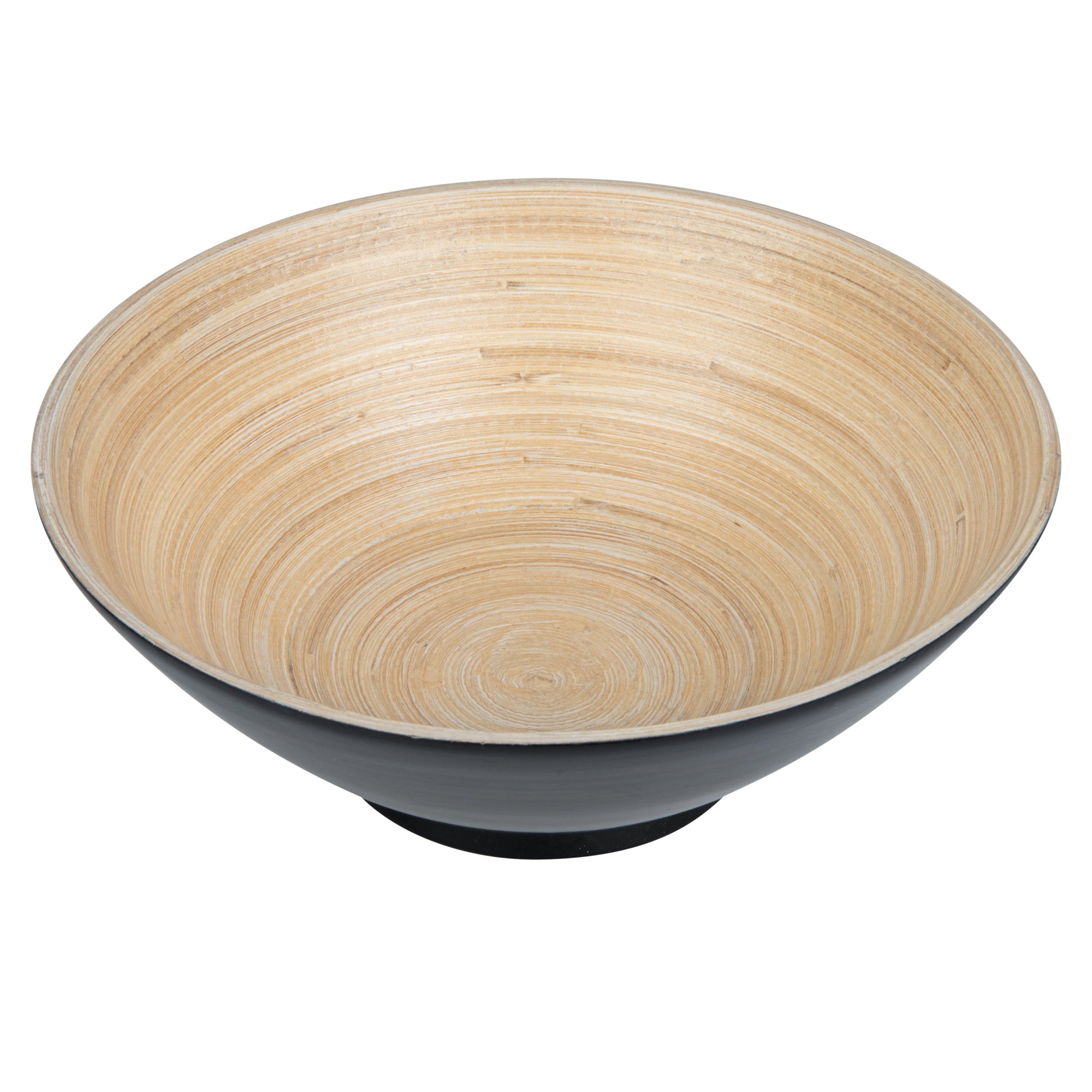 Bambuddha 29 oz Round Black Spun Bamboo Serving Bowl - 8 1/4" x 8 1/4" x 3 1/4" - 1 count box