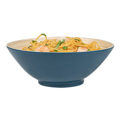 Bambuddha 29 oz Round Blue Spun Bamboo Serving Bowl - 8 1/4