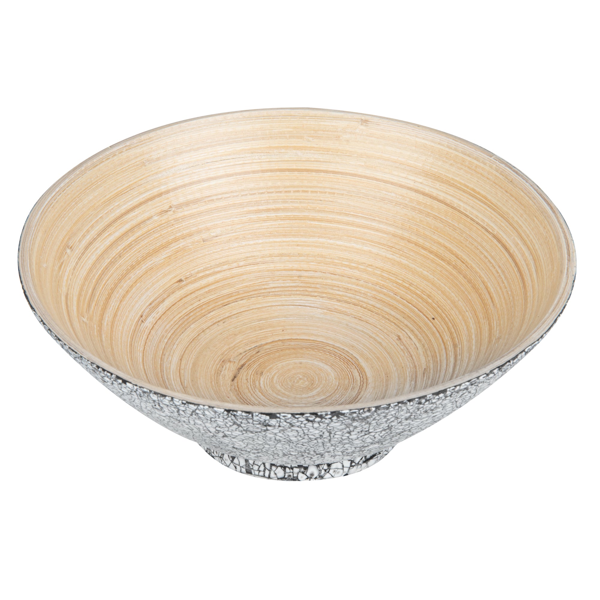 Bambuddha 29 oz Round Gray Spun Bamboo Eggshell Serving Bowl - 8 1/4" x 8 1/4" x 3 1/4" - 1 count box