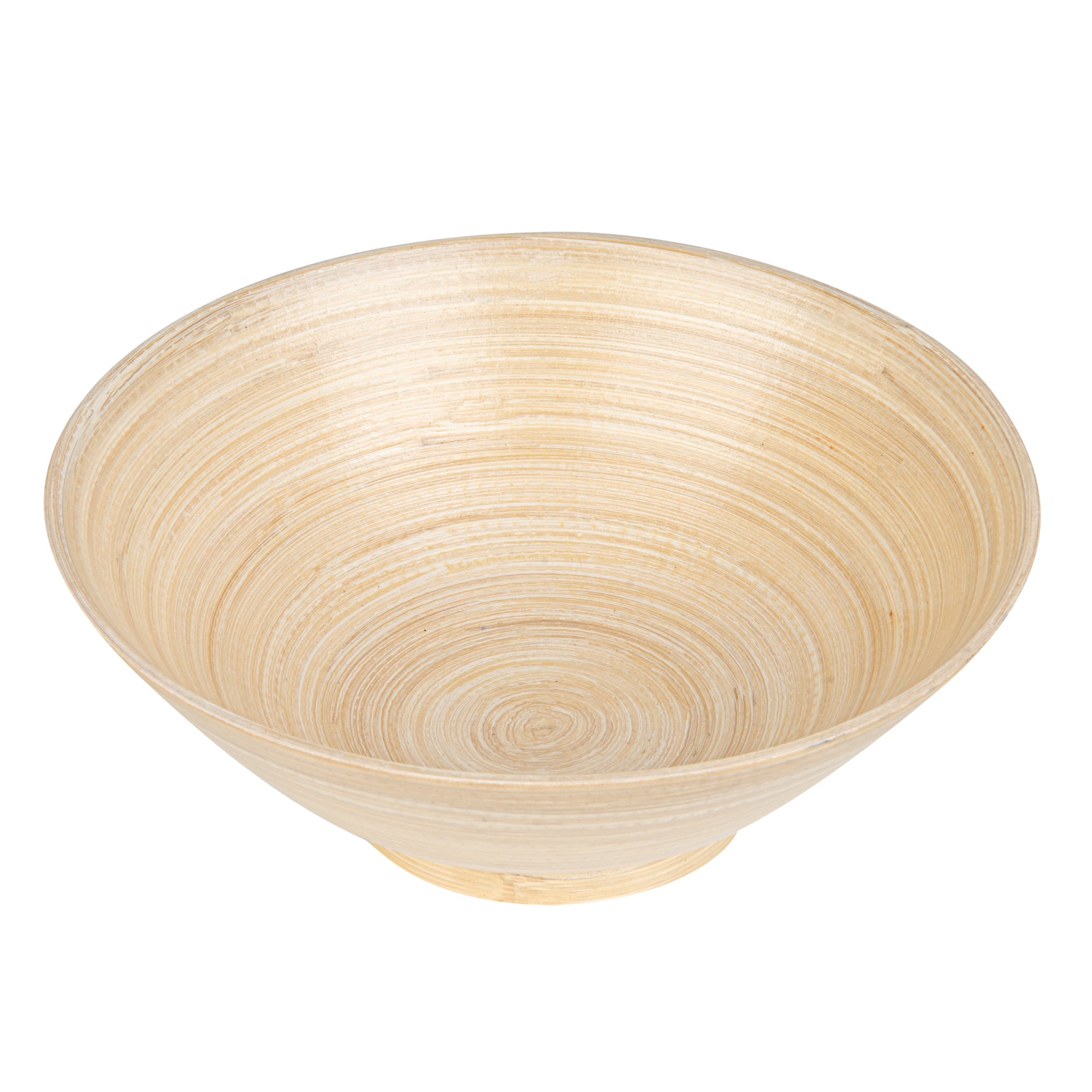 Bambuddha 29 oz Round Natural Spun Bamboo Serving Bowl - 8 1/4" x 8 1/4" x 3 1/4" - 1 count box