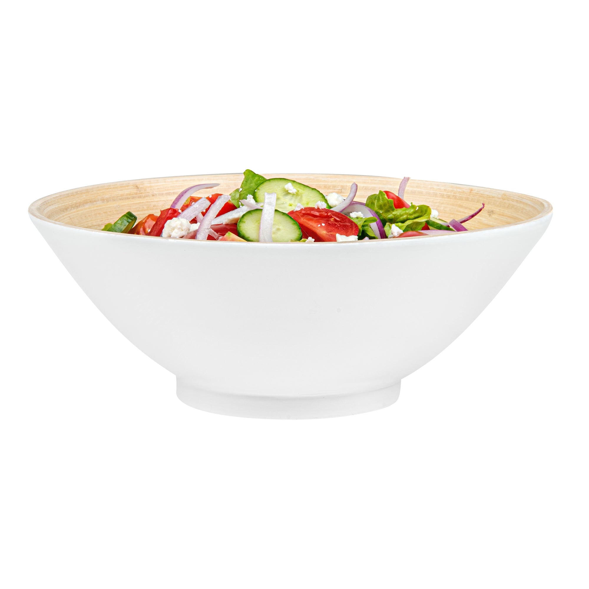 Bambuddha 29 oz Round White Spun Bamboo Serving Bowl - 8 1/4" x 8 1/4" x 3 1/4" - 1 count box